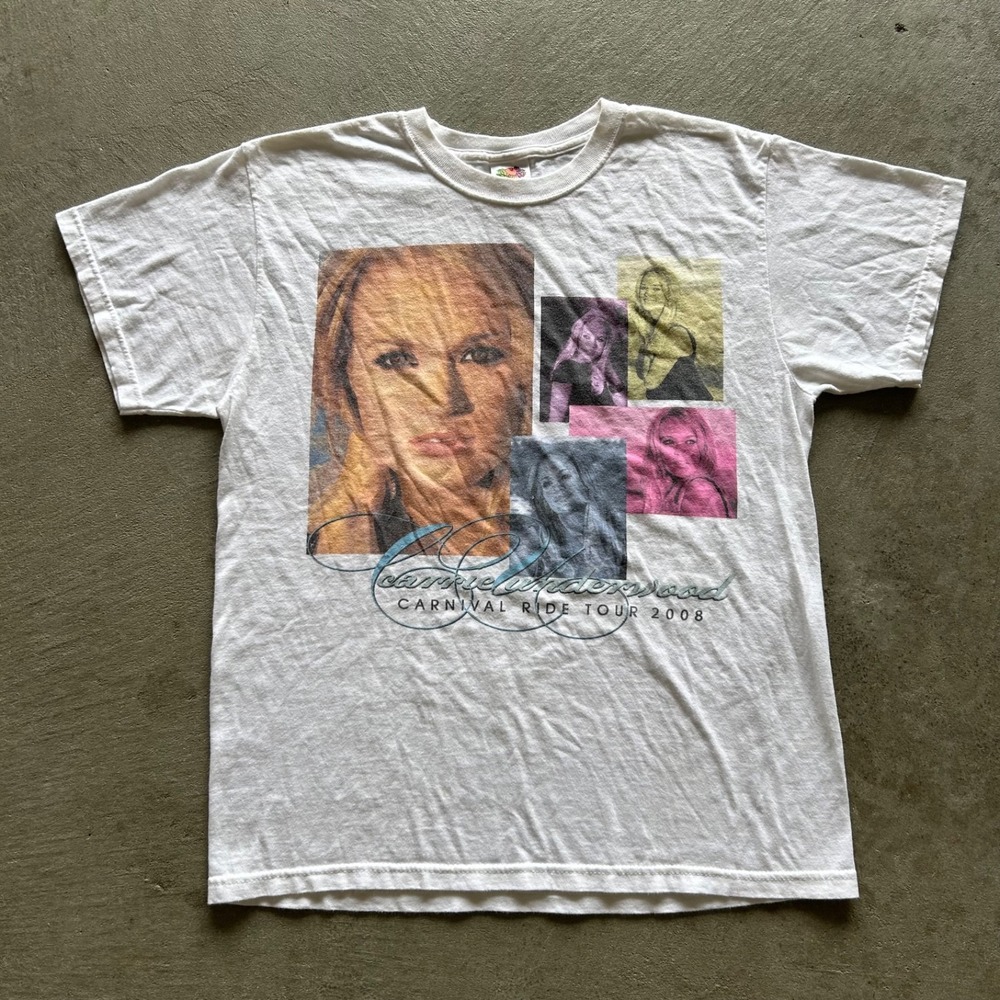 Vintage 2008 Carrie Underwood Shirt Size Medium White Carnival Ride Tour Concert